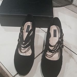 Black Crushed Velvet Mary Janes